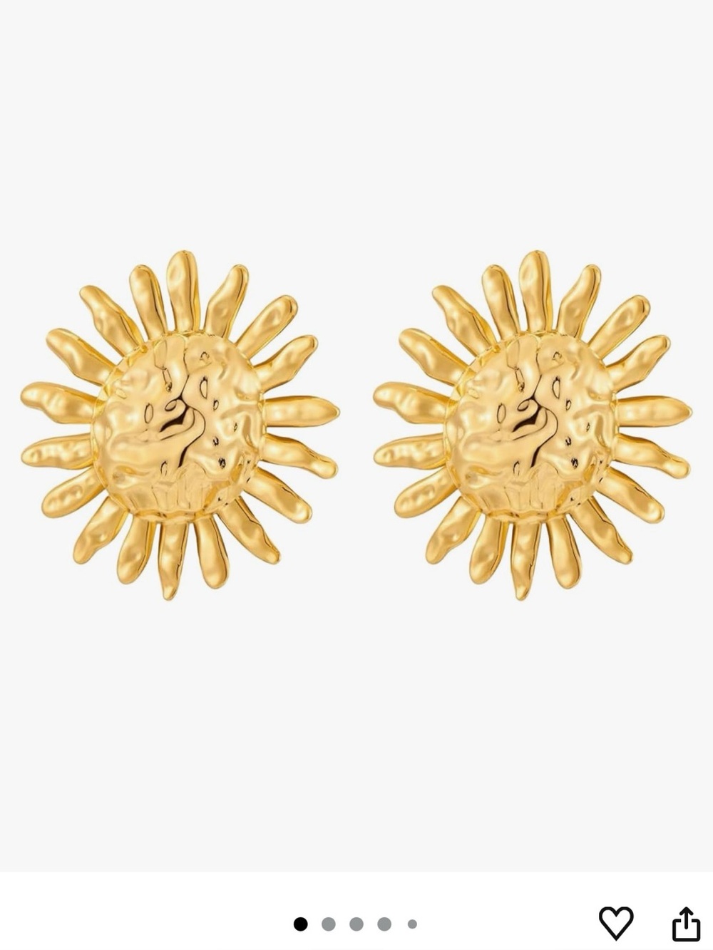 Gold Tone Sunburst Stud Earrings | Celestial Summer Jewelry-NIB